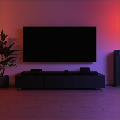 Modern home theater with Dolby Atmos setup and acoustic enhancements