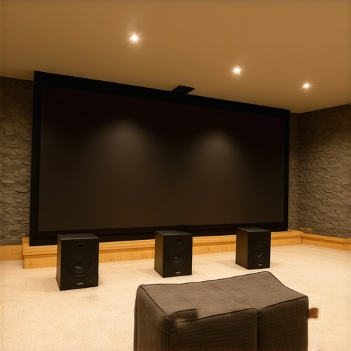 A home theater room with acoustic panels and calibrated sound system