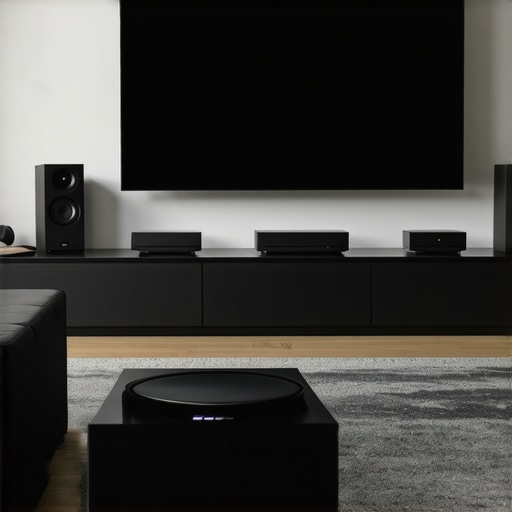 Home theater with surround sound and wireless subwoofer