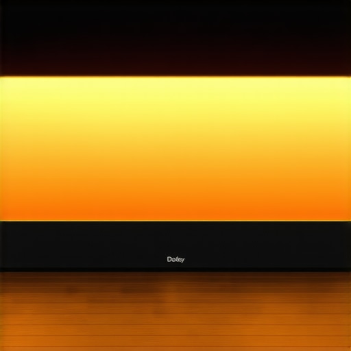 Close-up of a high-quality Dolby Atmos soundbar showing up-firing drivers for elevation effects.