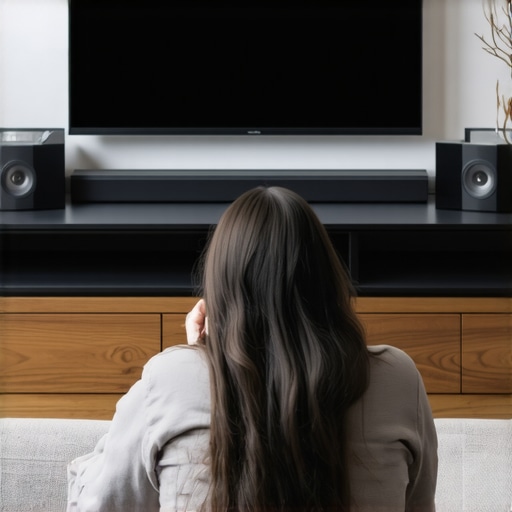 A technician adjusting audio settings on a home theater system with calibration tools