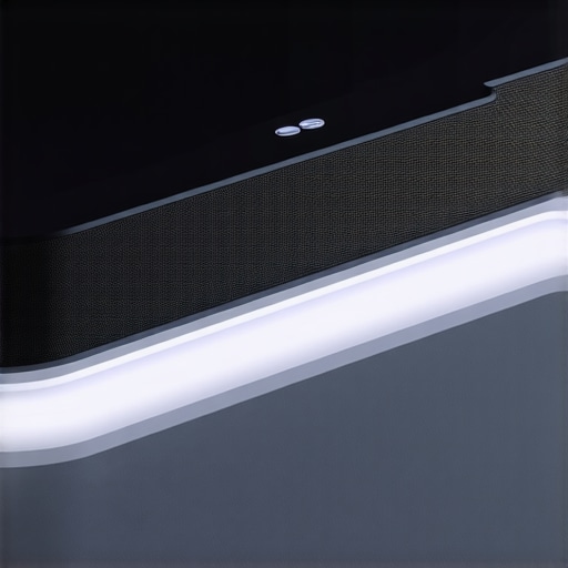 A contemporary WiFi 7 soundbar connected to a TV in a cozy home theater.