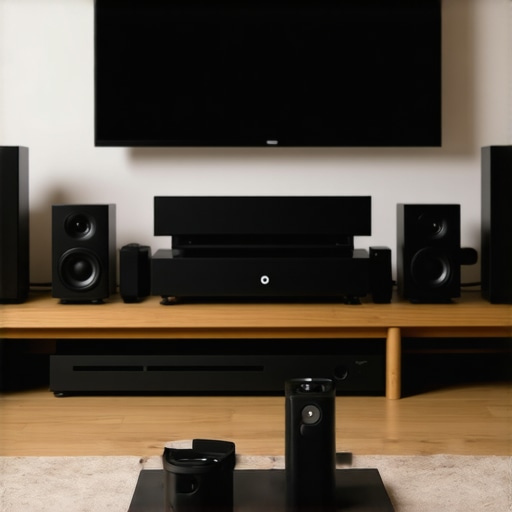 A sleek wireless soundbar and subwoofer in a contemporary living room